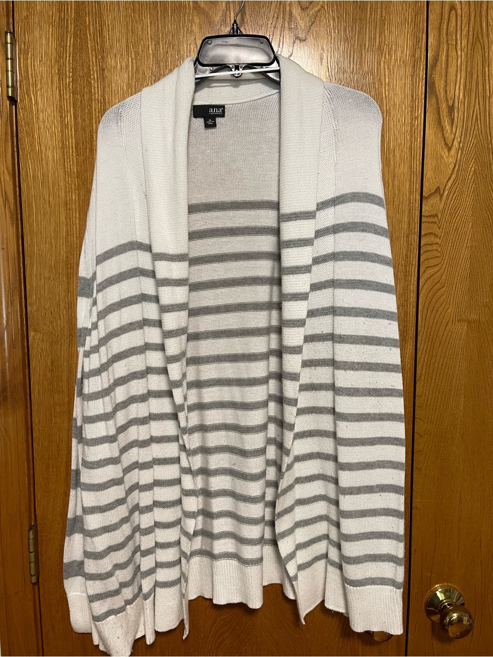 a.n.a Cream & Gray Striped Open-Front Cardigan